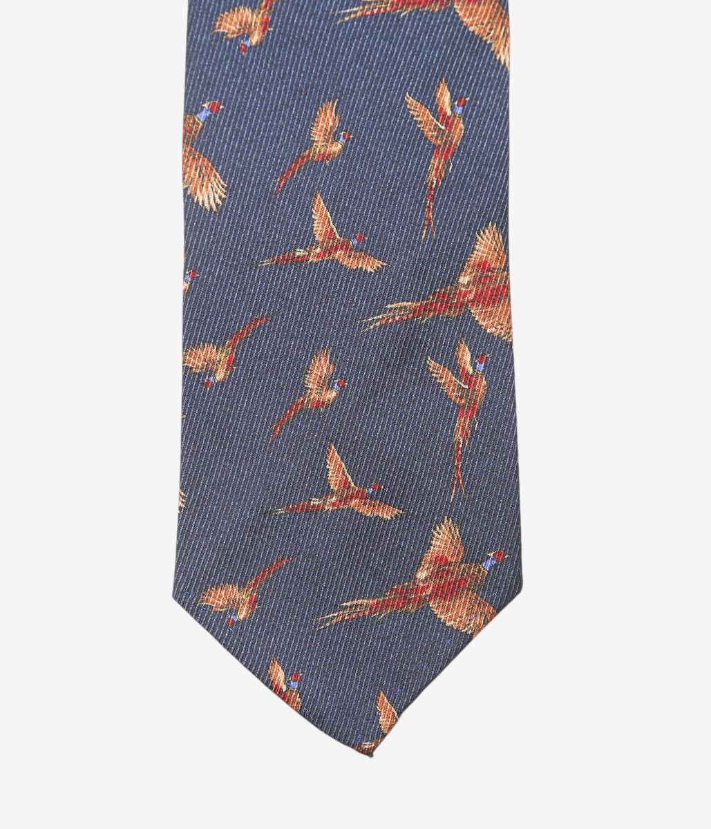 INDIVIDUALIZED ACCESSORIES ''PHEASANT MOTIF TIE'' (NAVY)