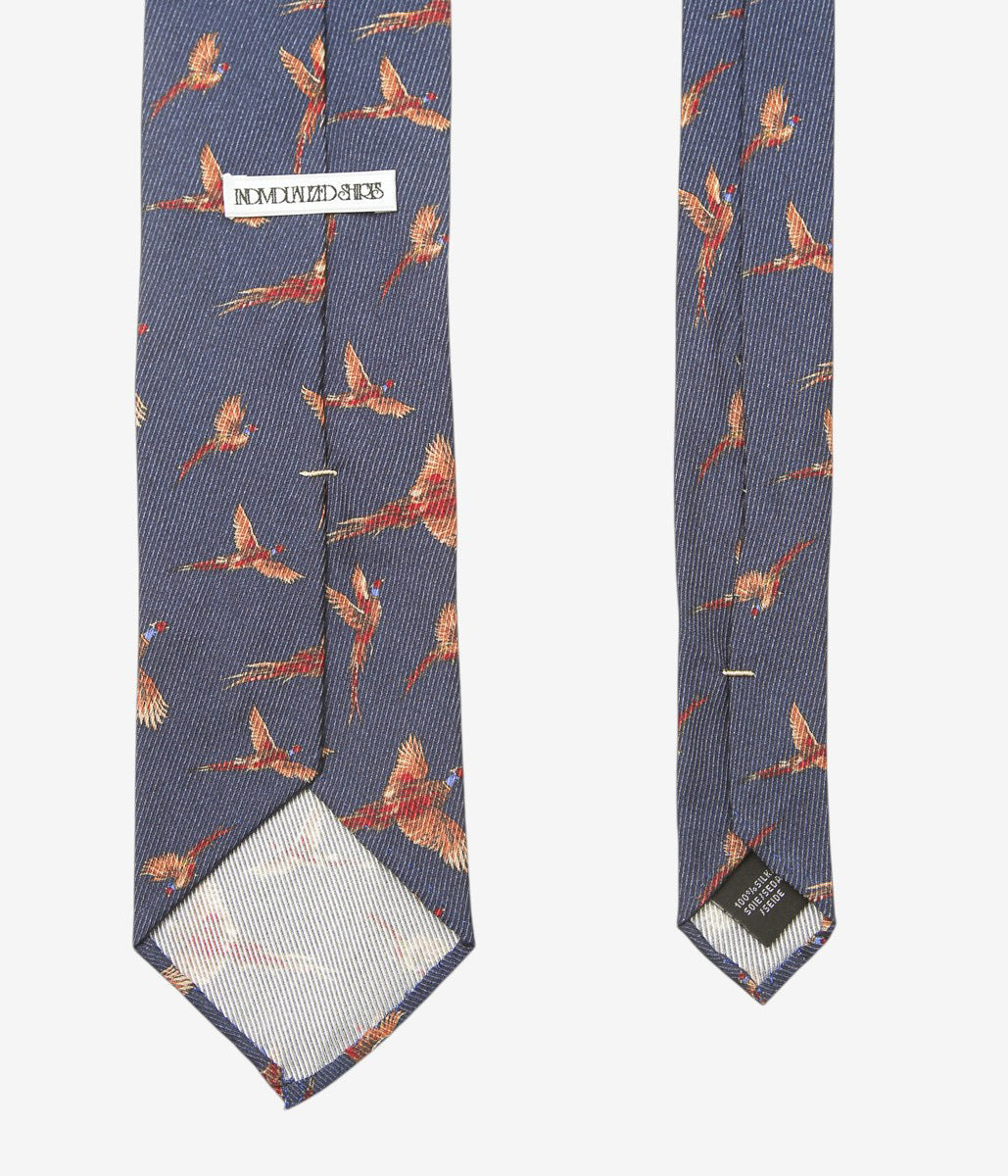 INDIVIDUALIZED ACCESSORIES ''PHEASANT MOTIF TIE'' (NAVY)