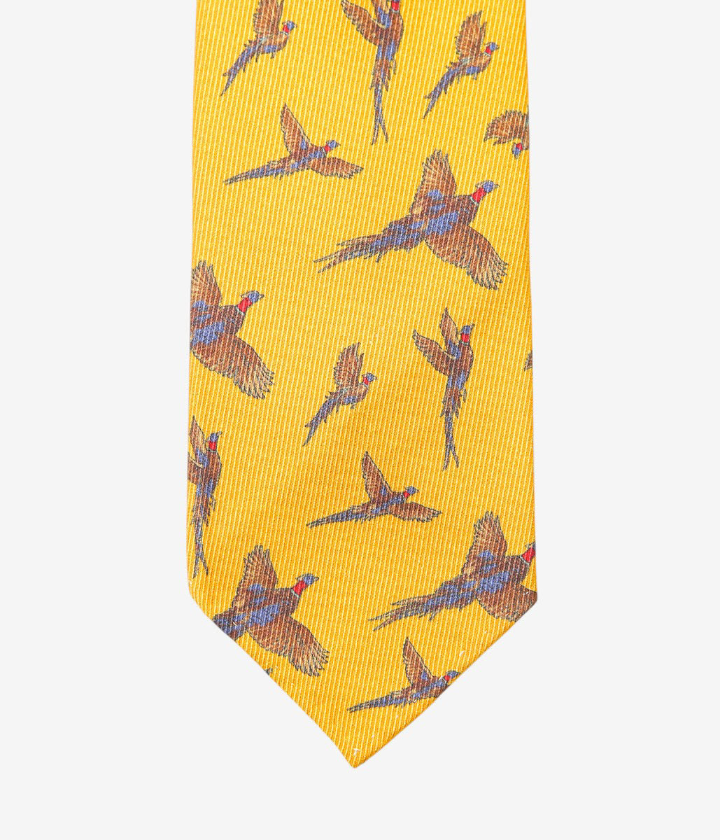INDIVIDUALIZED ACCESSORIES ''PHEASANT MOTIF TIE'' (YELLOW)