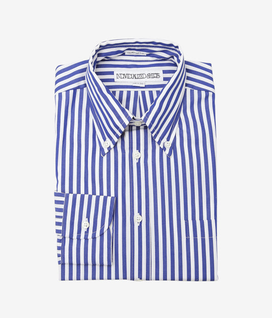 INDIVIDUALIZED SHIRTS ''BARBER STRIPE (CLASSIC FIT BUTTON DOWN SHIRTS)'' (BLUE)
