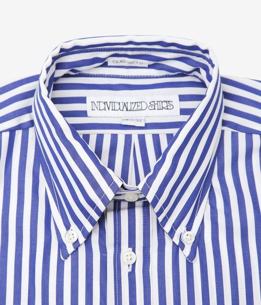 INDIVIDUALIZED SHIRTS ''BARBER STRIPE (CLASSIC FIT BUTTON DOWN SHIRTS)'' (BLUE)