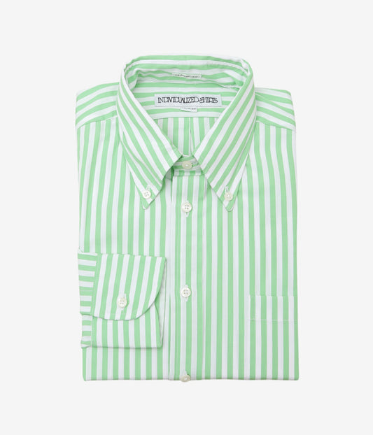 INDIVIDUALIZED SHIRTS ''BARBER STRIPE (CLASSIC FIT BUTTON DOWN SHIRTS)'' (GREEN)