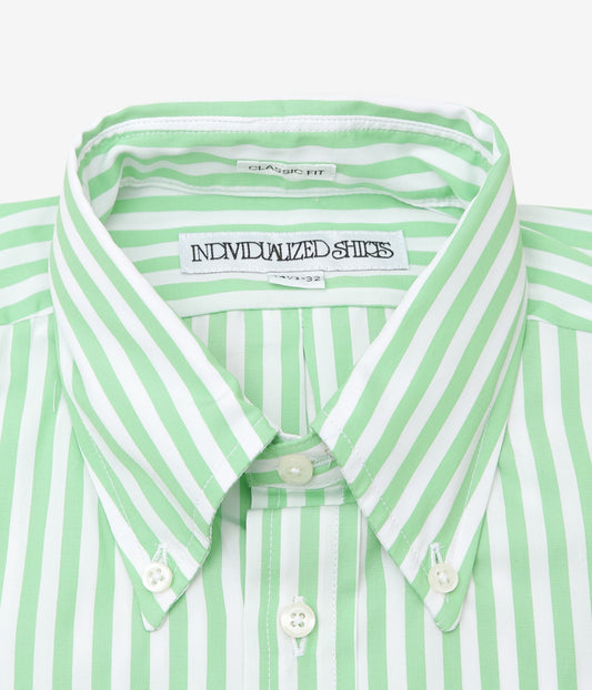 INDIVIDUALIZED SHIRTS ''BARBER STRIPE (CLASSIC FIT BUTTON DOWN SHIRTS)'' (GREEN)