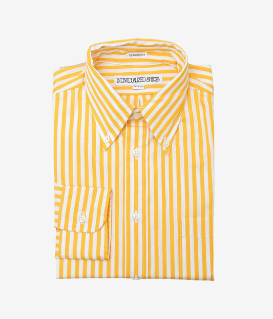 INDIVIDUALIZED SHIRTS ''BARBER STRIPE (CLASSIC FIT BUTTON DOWN SHIRTS)'' (YELLOW)