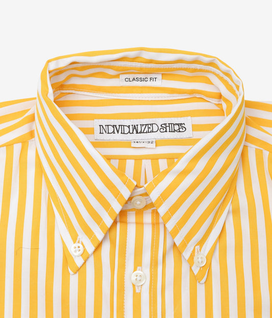 INDIVIDUALIZED SHIRTS ''BARBER STRIPE (CLASSIC FIT BUTTON DOWN SHIRTS)'' (YELLOW)