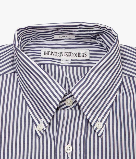 INDIVIDUALIZED SHIRTS ''BENGAL STRIPE (SLIM FIT BUTTON DOWN SHIRT)'' (NAVY)