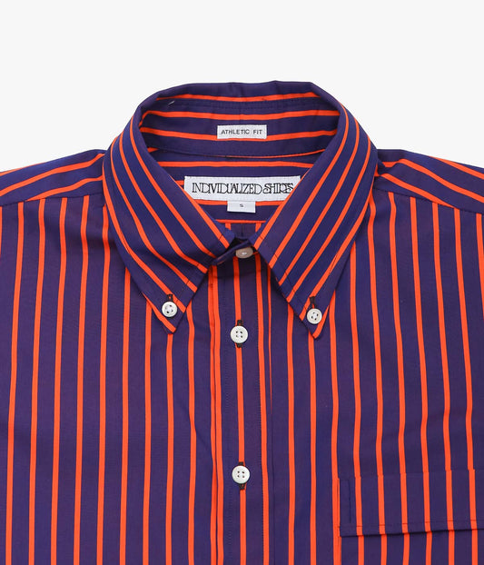 INDIVIDUALIZED SHIRTS ''BROAD STRIPE(ATHLETIC FIT BUTTON DOWN SHIRT)'' (ORANGE)