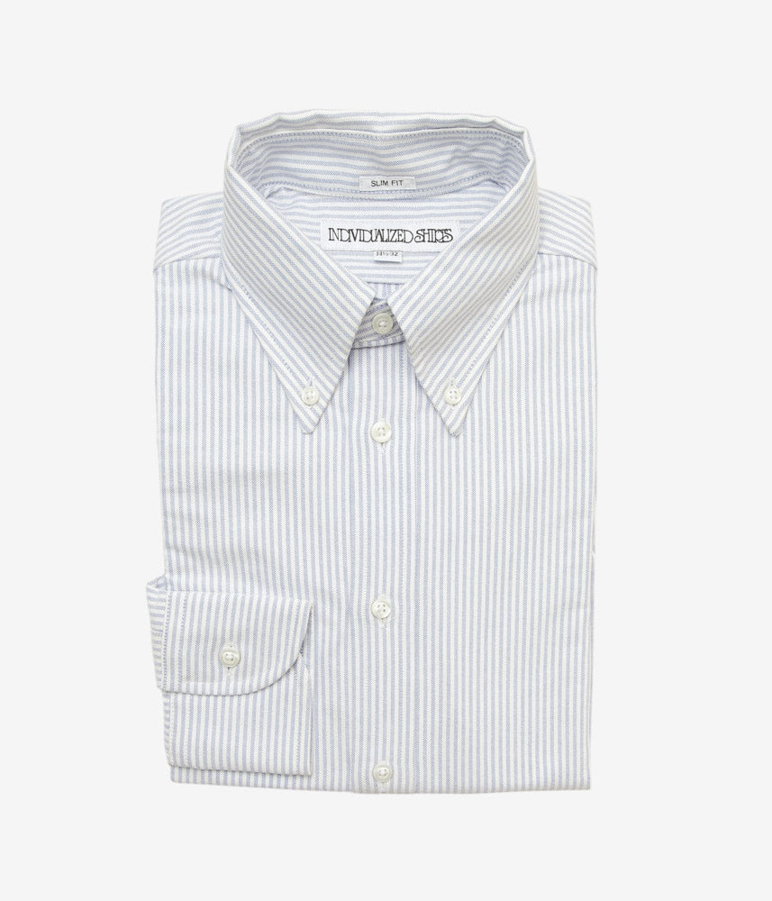 INDIVIDUALIZED SHIRTS ''CANDY STRIPE (SLIM FIT BUTTON DOWN SHIRT)'' (LIGHT BLUE)