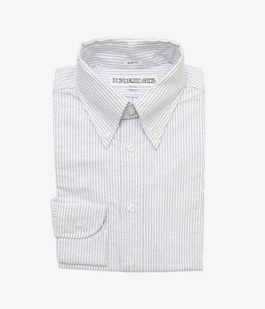 INDIVIDUALIZED SHIRTS ''CANDY STRIPE (SLIM FIT BUTTON DOWN SHIRT)'' (LIGHT BLUE)