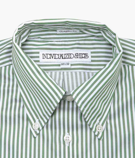 INDIVIDUALIZED SHIRTS''CHEALSEA TWILL STRIPE(CLASSIC FIT BUTTON DOWN SHIRT)'' (GREEN)