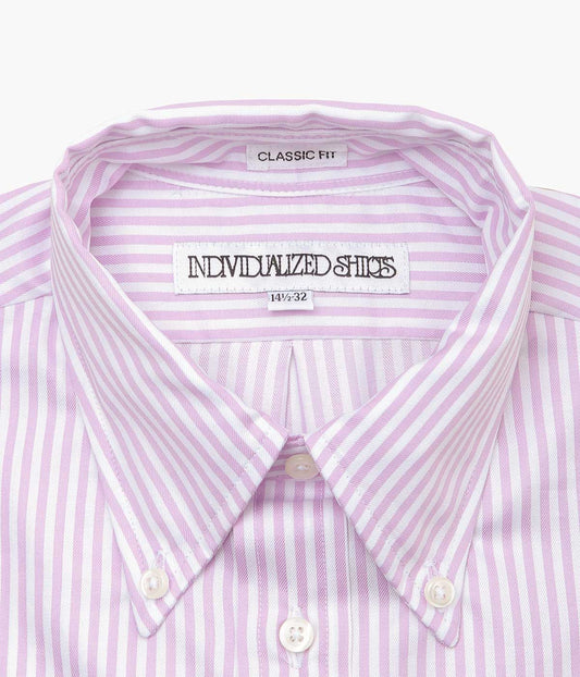 INDIVIDUALIZED SHIRTS''CHEALSEA TWILL STRIPE(CLASSIC FIT BUTTON DOWN SHIRT)'' (LILAC)