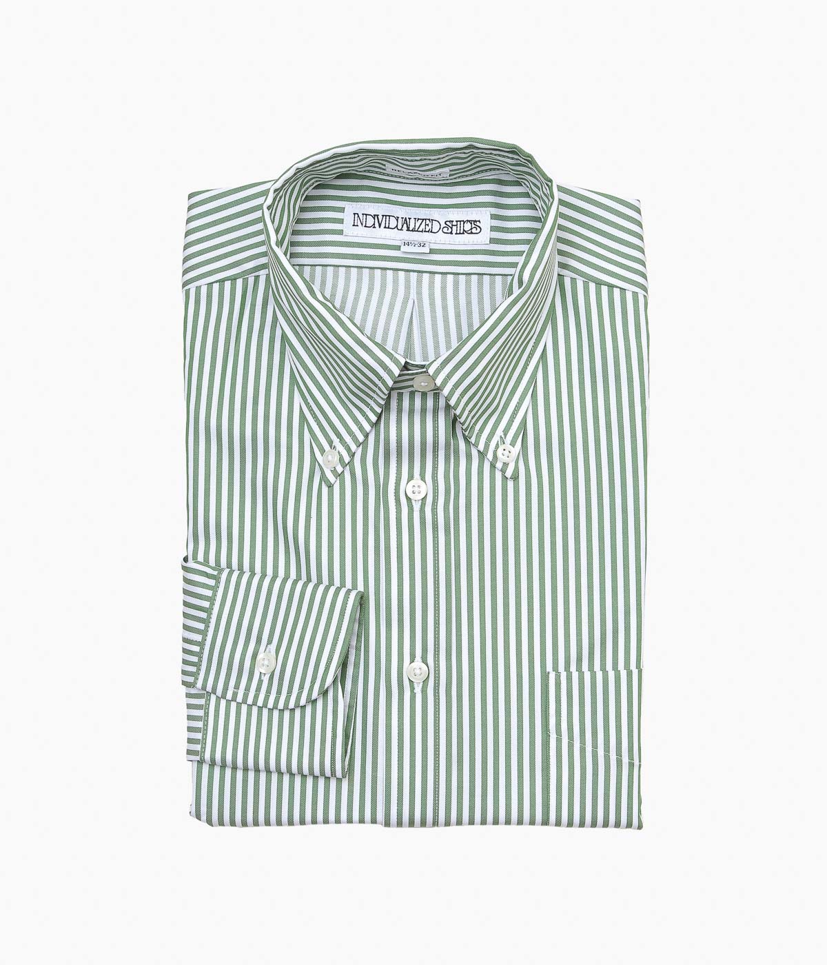 INDIVIDUALIZED SHIRTS''CHEALSEA TWILL STRIPE(RELAXED FIT BUTTON DOWN SHIRT)'' (GREEN)