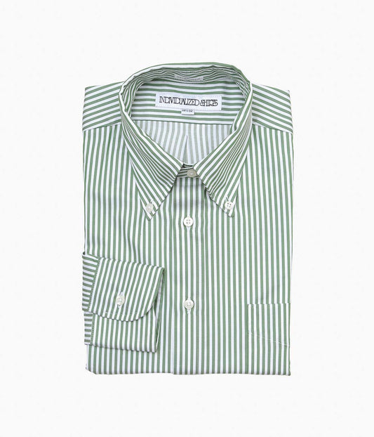 INDIVIDUALIZED SHIRTS''CHEALSEA TWILL STRIPE(RELAXED FIT BUTTON DOWN SHIRT)'' (GREEN)