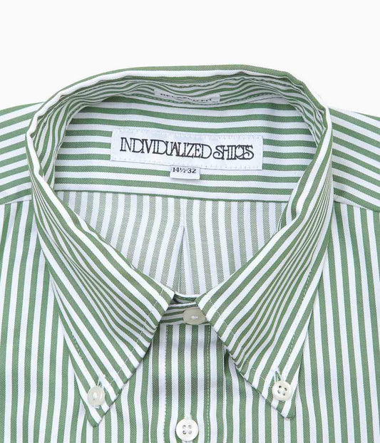 INDIVIDUALIZED SHIRTS''CHEALSEA TWILL STRIPE(RELAXED FIT BUTTON DOWN SHIRT)'' (GREEN)