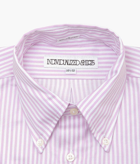 INDIVIDUALIZED SHIRTS''CHEALSEA TWILL STRIPE(RELAXED FIT BUTTON DOWN SHIRT)'' (LILAC)