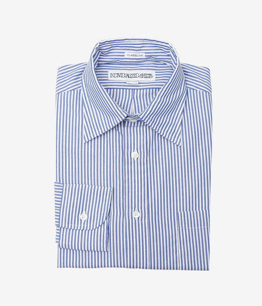 INDIVIDUALIZED SHIRTS ''CLASSIC BENGAL (CLASSIC FIT JFK COLLAR SHIRTS)'' (BLUE)
