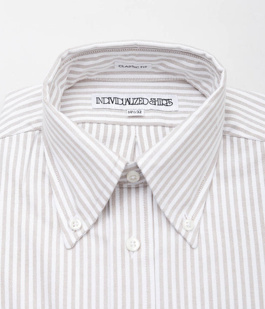 INDIVIDUALIZED SHIRTS ''CLASSIC CANDY STRIPE(CLASSIC FIT BUTTON DOWN SHIRT'' (COFFEE)