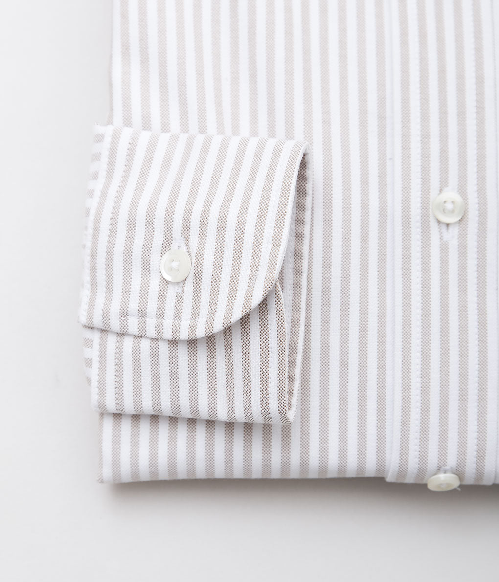 INDIVIDUALIZED SHIRTS ''CLASSIC CANDY STRIPE(CLASSIC FIT BUTTON DOWN SHIRT'' (COFFEE)