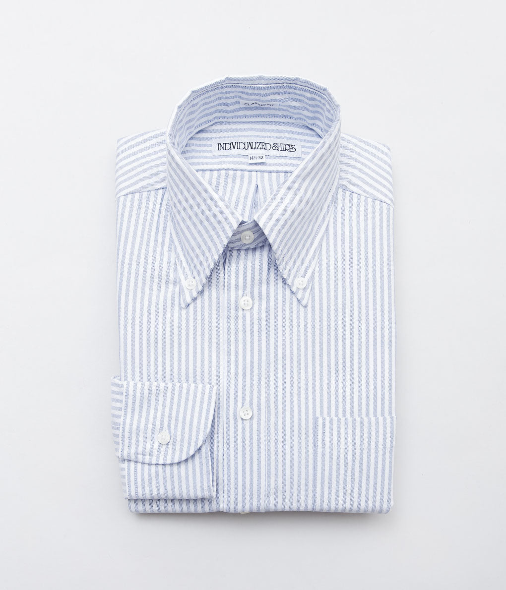 INDIVIDUALIZED SHIRTS ''CLASSIC CANDY STRIPE(CLASSIC FIT BUTTON DOWN SHIRT'' (BLUE)