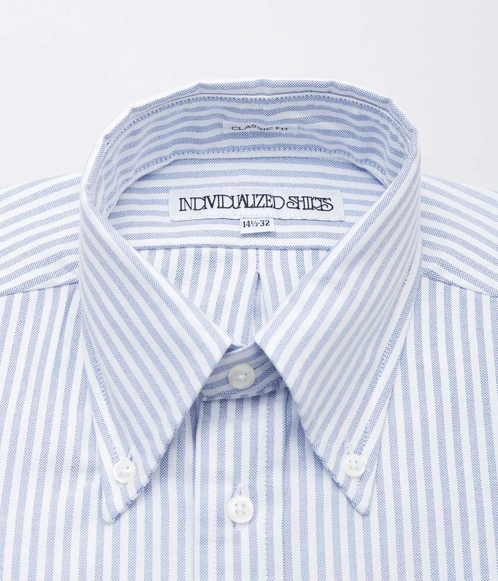 INDIVIDUALIZED SHIRTS ''CLASSIC CANDY STRIPE(CLASSIC FIT BUTTON DOWN SHIRT'' (BLUE)