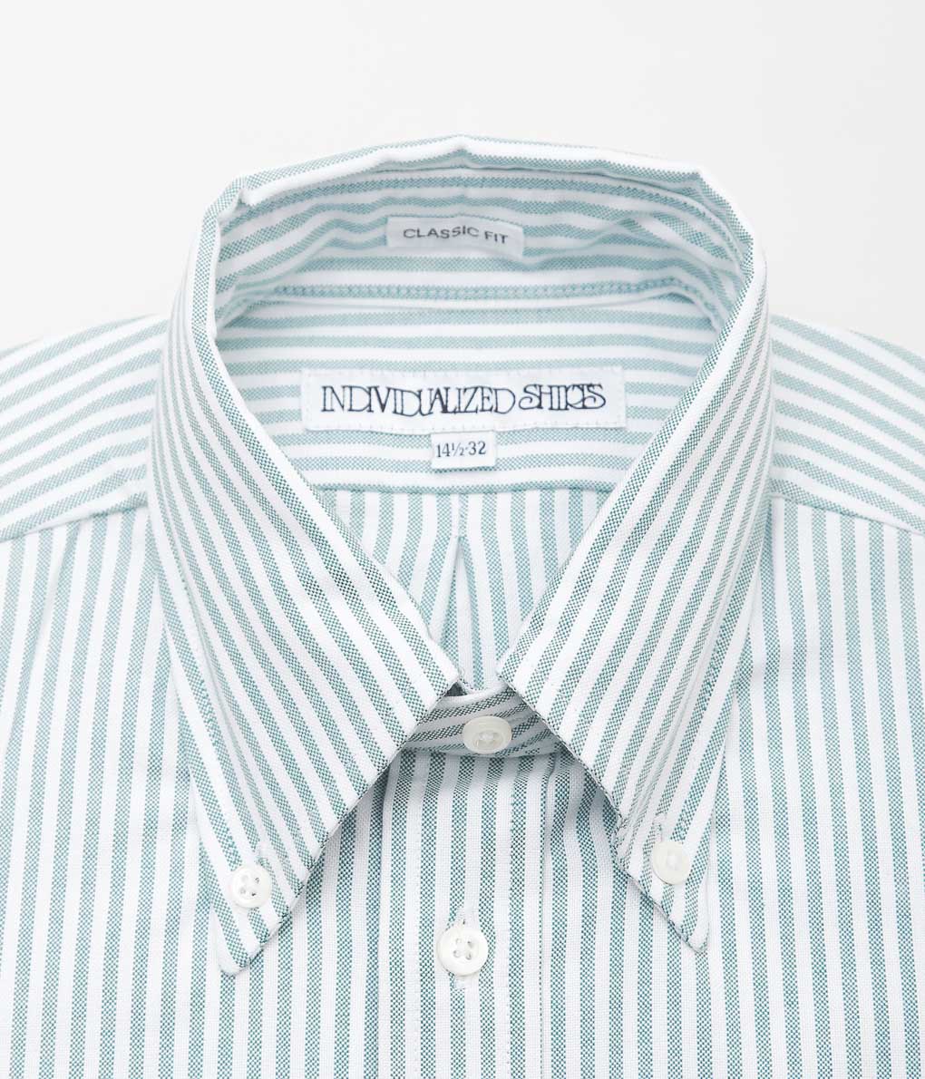 INDIVIDUALIZED SHIRTS ''CLASSIC CANDY STRIPE(CLASSIC FIT BUTTON DOWN SHIRT'' (GREEN)