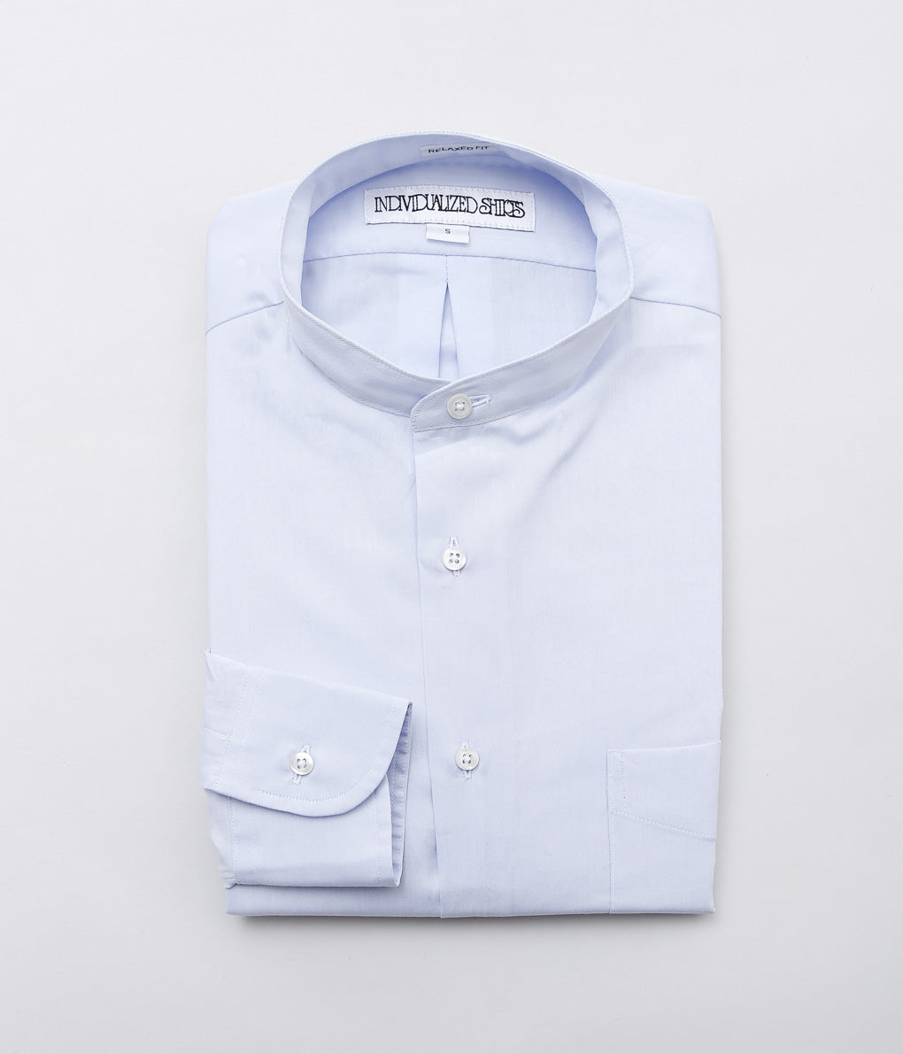 INDIVIDUALIZED SHIRTS ''CORDING TWILL(RELAXED FIT BAND COLLAR SHIRT)'' (BLUE)