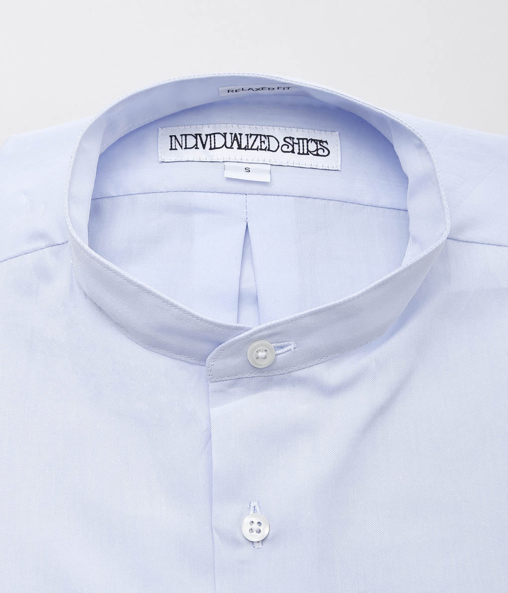 INDIVIDUALIZED SHIRTS ''CORDING TWILL(RELAXED FIT BAND COLLAR SHIRT)'' (BLUE)