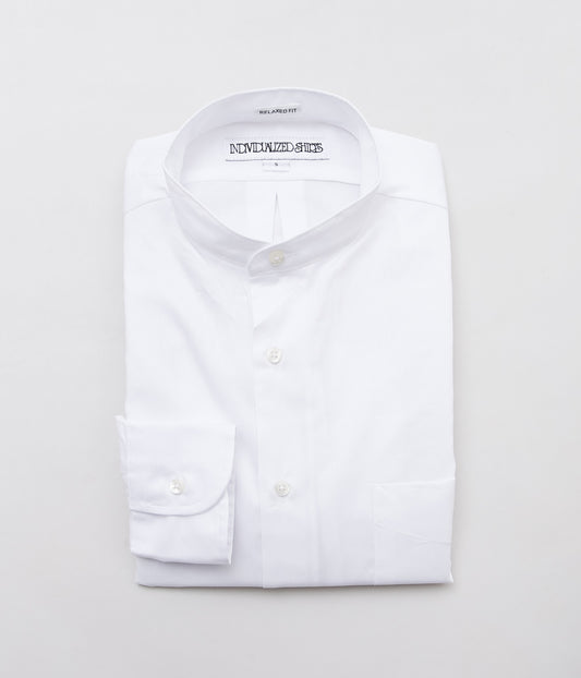 INDIVIDUALIZED SHIRTS ''CORDING TWILL(RELAXED FIT BAND COLLAR SHIRT)'' (WHITE)