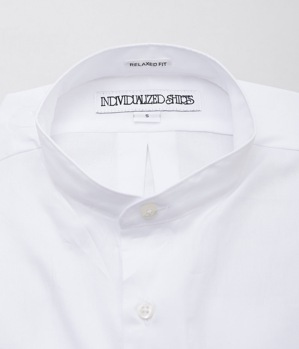 INDIVIDUALIZED SHIRTS ''CORDING TWILL(RELAXED FIT BAND COLLAR SHIRT)'' (WHITE)