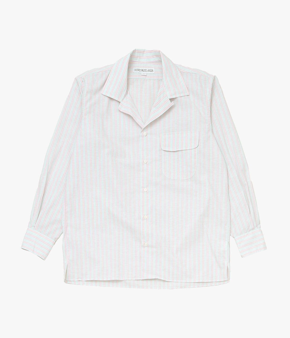 INDIVIDUALIZED SHIRTS ''COTTON LINEN STRIPE(ATHLETIC FIT CAMP COLLAR L/S)'' (GREEN)