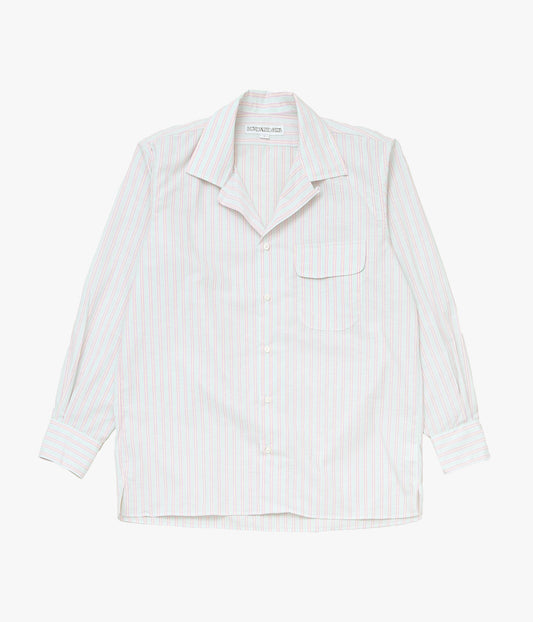 INDIVIDUALIZED SHIRTS ''COTTON LINEN STRIPE(ATHLETIC FIT CAMP COLLAR L/S)'' (GREEN)