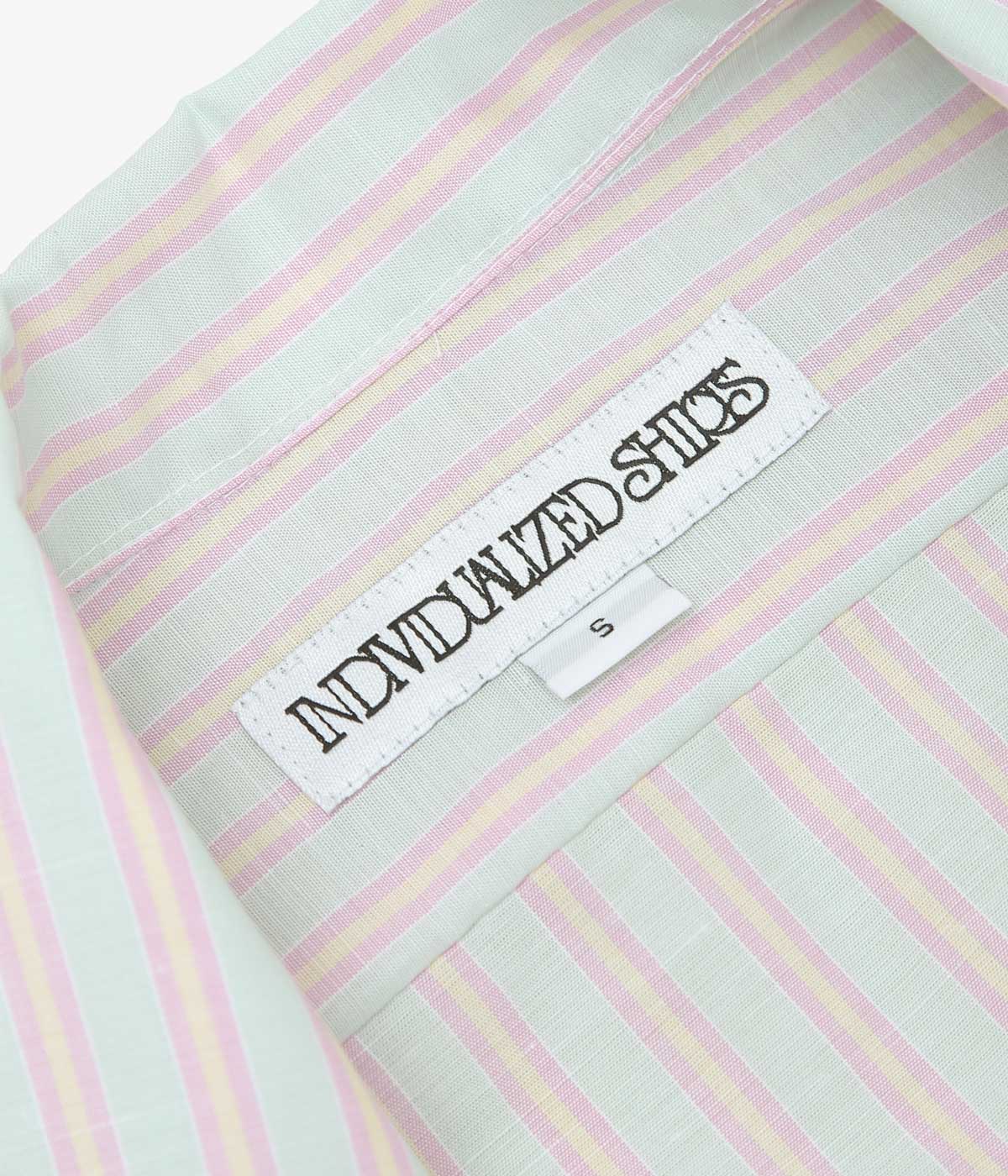 INDIVIDUALIZED SHIRTS ''COTTON LINEN STRIPE(ATHLETIC FIT CAMP COLLAR L/S)'' (GREEN)