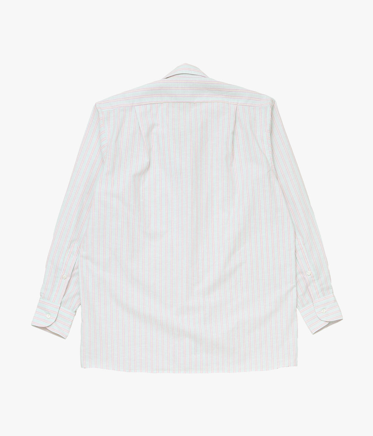 INDIVIDUALIZED SHIRTS ''COTTON LINEN STRIPE(ATHLETIC FIT CAMP COLLAR L/S)'' (GREEN)