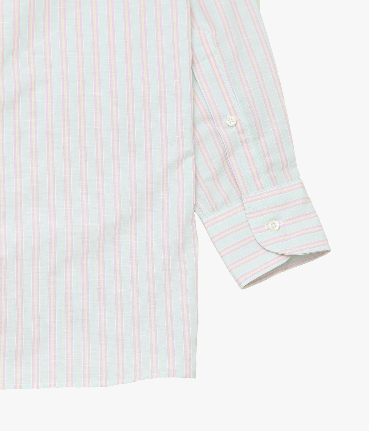 INDIVIDUALIZED SHIRTS ''COTTON LINEN STRIPE(ATHLETIC FIT CAMP COLLAR L/S)'' (GREEN)