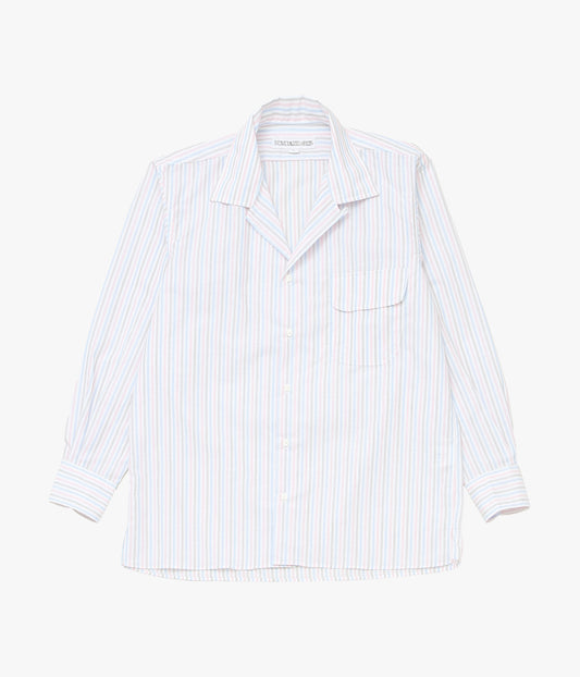 INDIVIDUALIZED SHIRTS "COTTON LINEN STRIPE(ATHLETIC FIT CAMP COLLAR L/S)" (MULTI)