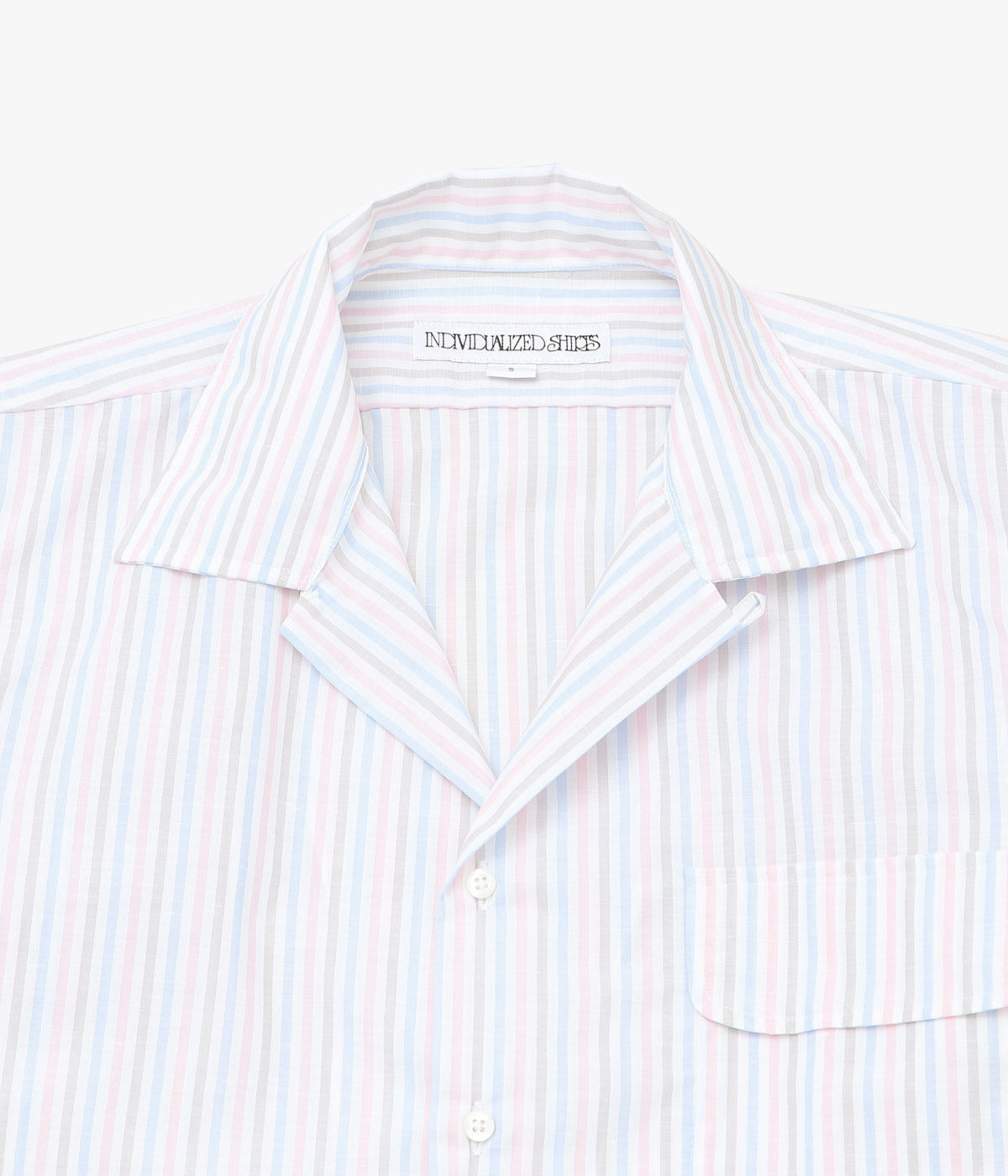 INDIVIDUALIZED SHIRTS "COTTON LINEN STRIPE (ATHLETIC FIT CAMP COLLAR L/S)" (MULTI)