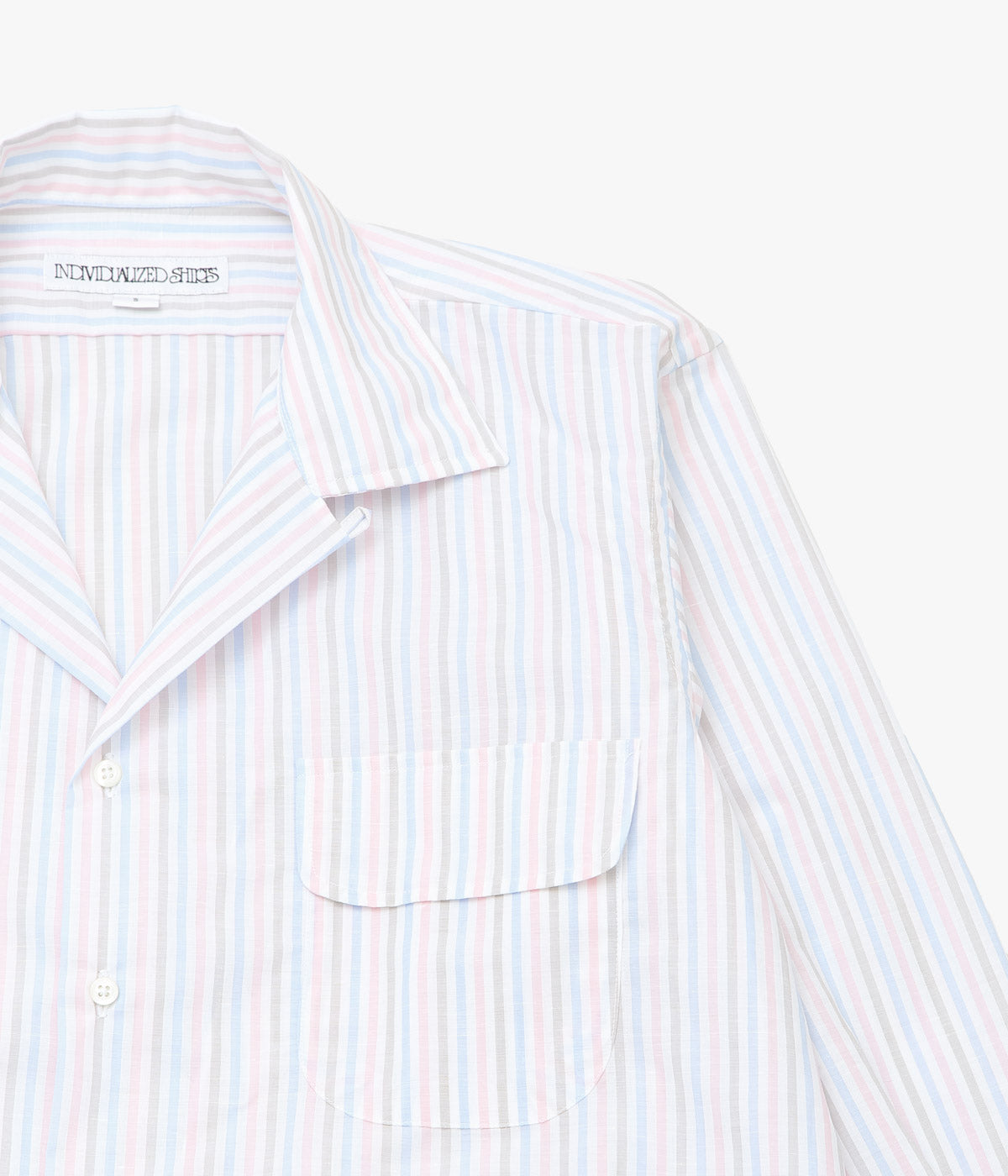 INDIVIDUALIZED SHIRTS "COTTON LINEN STRIPE (ATHLETIC FIT CAMP COLLAR L/S)" (MULTI)