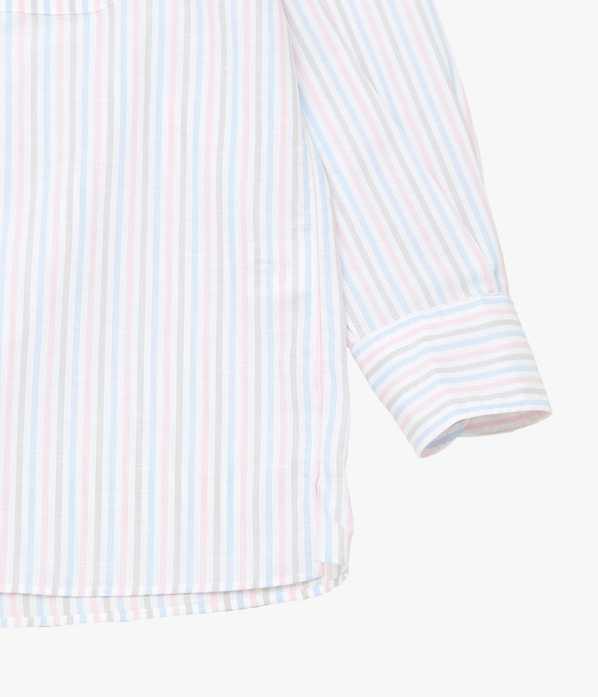 INDIVIDUALIZED SHIRTS "COTTON LINEN STRIPE (ATHLETIC FIT CAMP COLLAR L/S)" (MULTI)