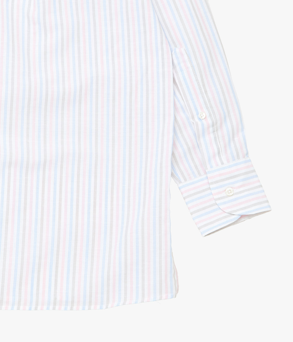 INDIVIDUALIZED SHIRTS "COTTON LINEN STRIPE (ATHLETIC FIT CAMP COLLAR L/S)" (MULTI)
