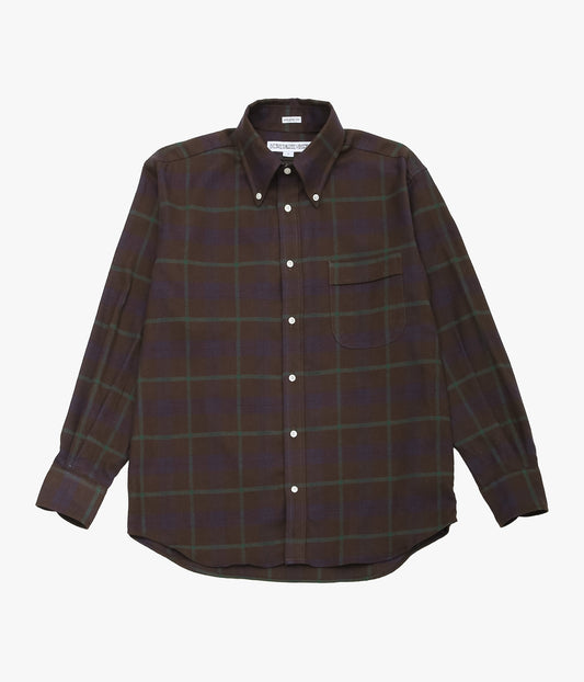INDIVIDUALIZED SHIRTS ''FLANNEL PLAID(ATHLETIC FIT BUTTON DOWN SHIRT)'' (DK.BROWN)