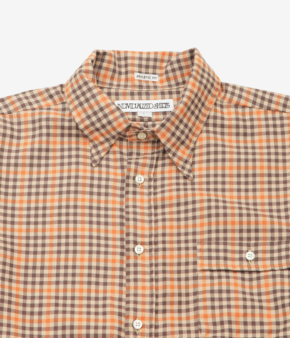 INDIVIDUALIZED SHIRTS ''FLATIRON(ATHLETIC FIT CABANA COLLAR SHIRT)'' (BROWN)