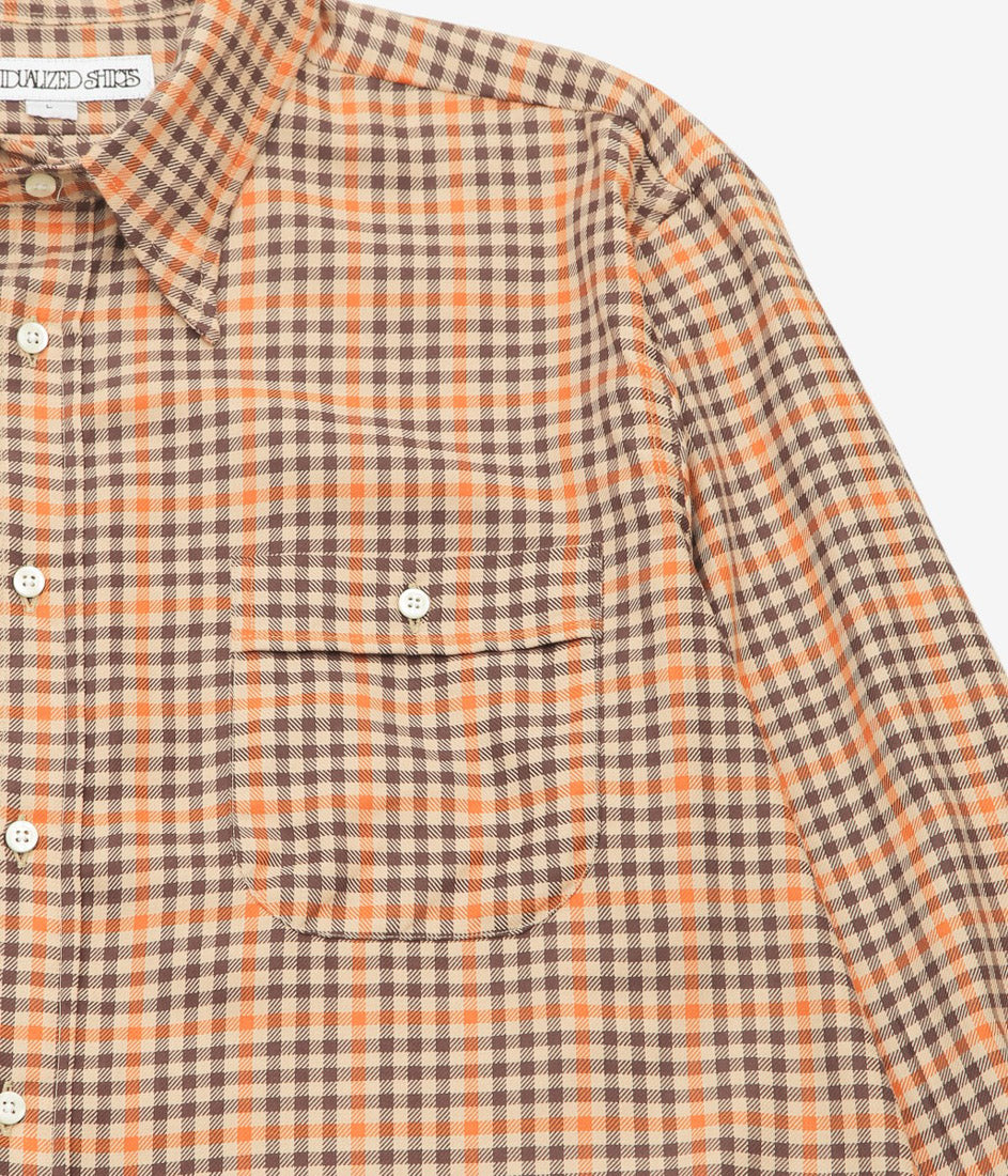 INDIVIDUALIZED SHIRTS ''FLATIRON(ATHLETIC FIT CABANA COLLAR SHIRT)'' (BROWN)