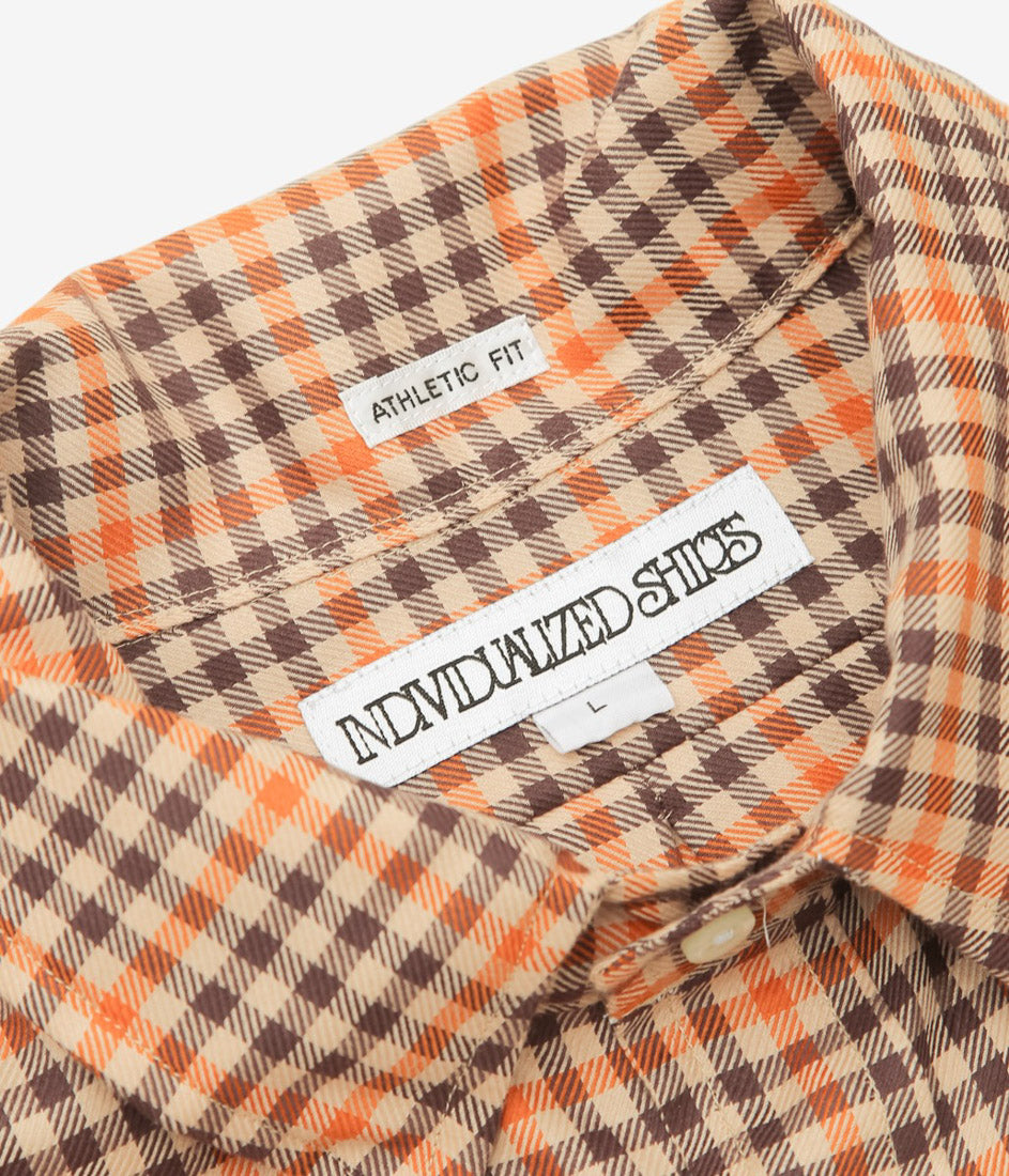 INDIVIDUALIZED SHIRTS ''FLATIRON(ATHLETIC FIT CABANA COLLAR SHIRT)'' (BROWN)