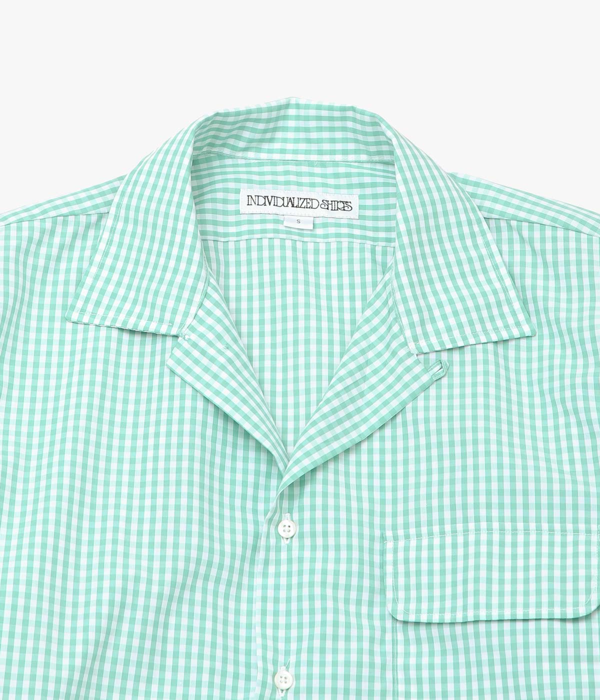 INDIVIDUALIZED SHIRTS ''GINGHAM CHECK (ATHLETIC FIT CAMP COLLAR L/S)'' (GREEN)