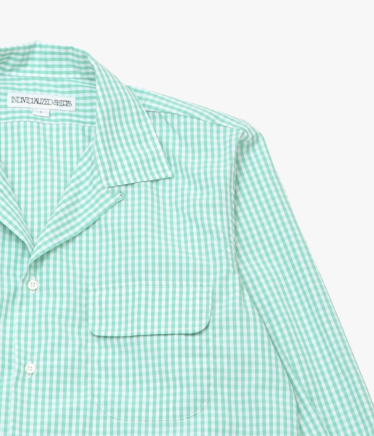 INDIVIDUALIZED SHIRTS ''GINGHAM CHECK (ATHLETIC FIT CAMP COLLAR L/S)'' (GREEN)