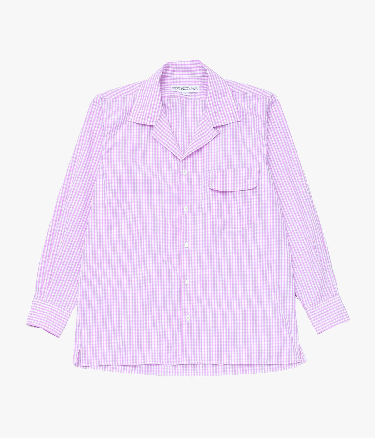INDIVIDUALIZED SHIRTS ''GINGHAM CHECK(ATHLETIC FIT CAMP COLLAR L/S)'' (LILAC)
