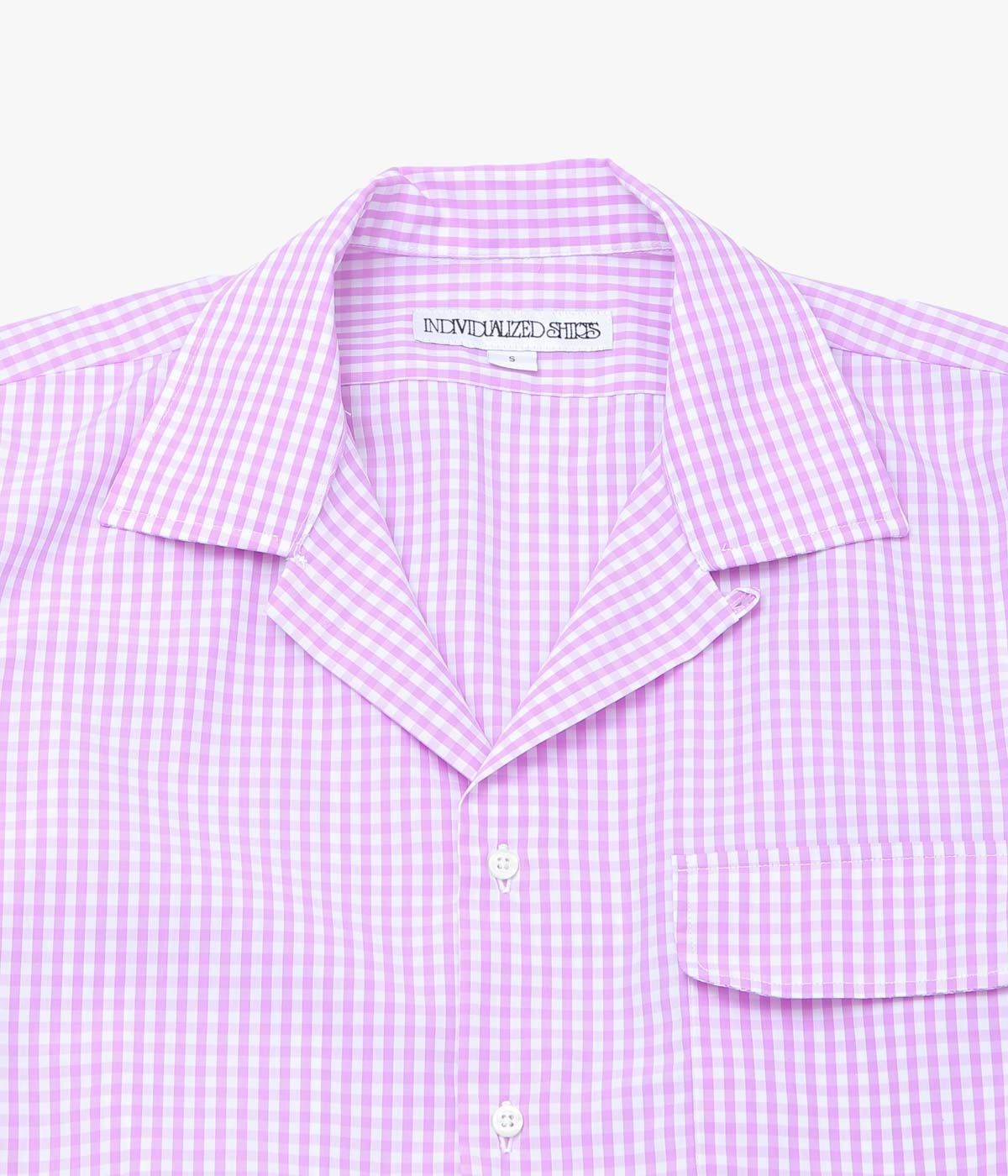 INDIVIDUALIZED SHIRTS ''GINGHAM CHECK(ATHLETIC FIT CAMP COLLAR L/S)'' (LILAC)