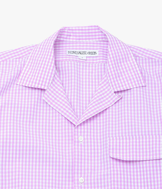INDIVIDUALIZED SHIRTS ''GINGHAM CHECK(ATHLETIC FIT CAMP COLLAR L/S)'' (LILAC)