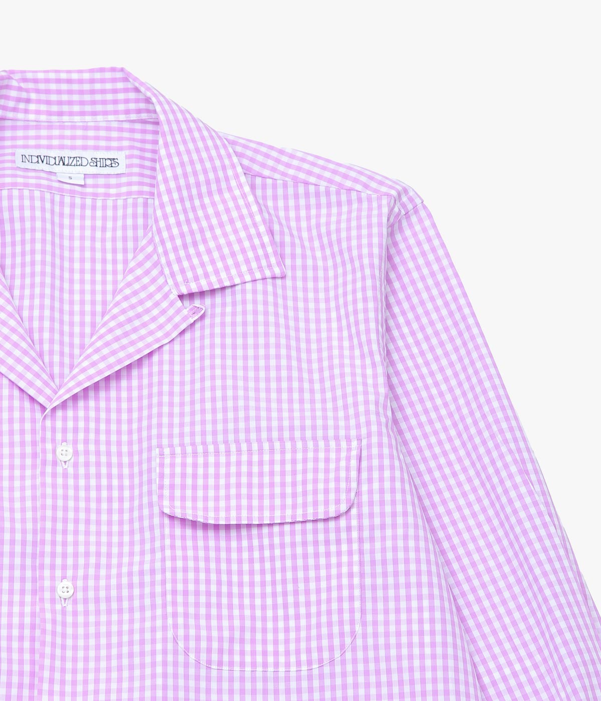 INDIVIDUALIZED SHIRTS ''GINGHAM CHECK(ATHLETIC FIT CAMP COLLAR L/S)'' (LILAC)