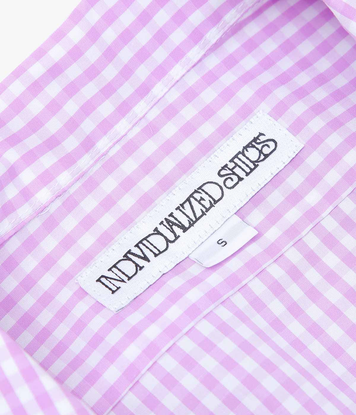 INDIVIDUALIZED SHIRTS ''GINGHAM CHECK(ATHLETIC FIT CAMP COLLAR L/S)'' (LILAC)